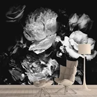 Съемная Настенная роспись, черные, белые розы, крутые контактные обои для гостиной, интерьерные напольные настенные бумаги, домашний декор