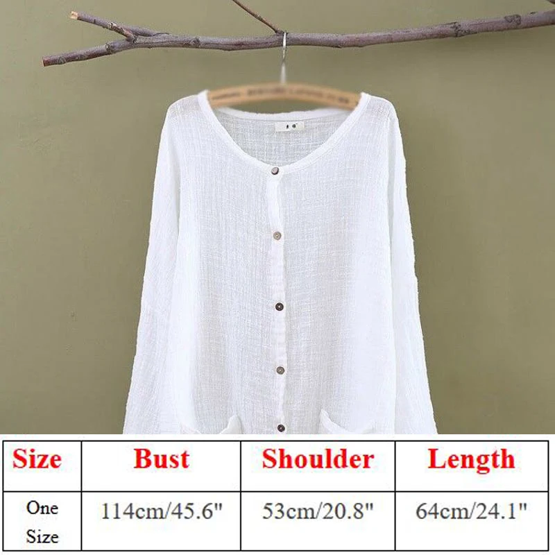 

Women Autumn Coats Fashion Vintage Linen Clothes Jackets 2020 New Long Sleeve Button Pockets Sun Protection Cardigan Coat