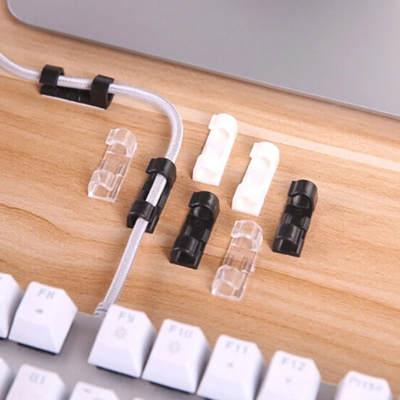 

HOT 20Pcs/lot Wire Organizer Securing Cable Clamp Storage Clips Buckle Data Line Finishing Tool Fixed 7mm Cables Storage Contain