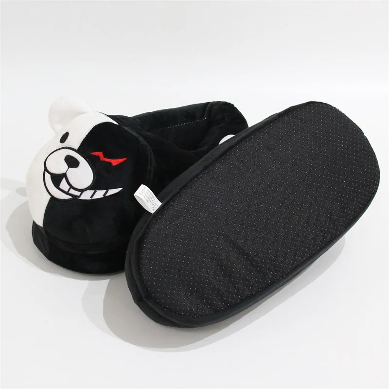 Плюшевые тапочки Monokuma Игрушка Аниме данганронпа черные белые женские мягкие