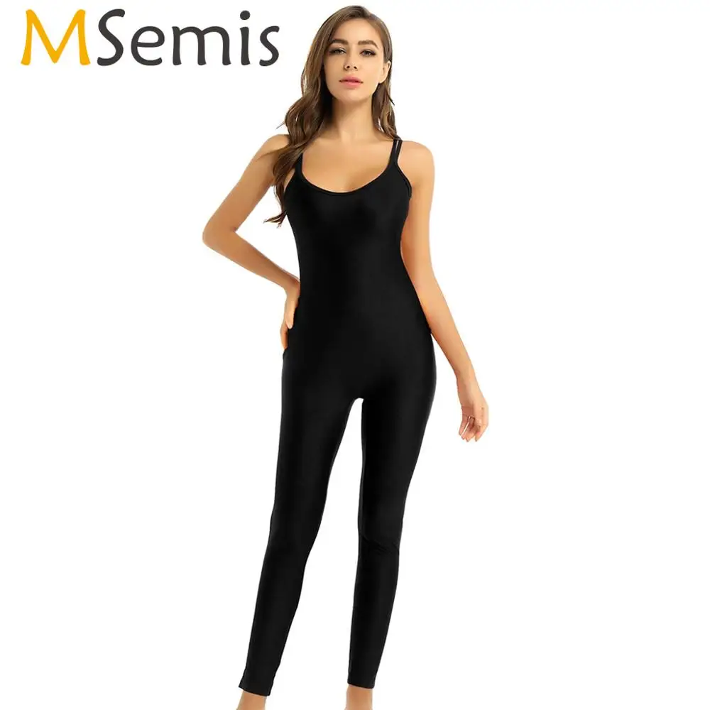 

MSemis Women 2020New Sleeveless Tank Unitard Workout Sports Yoga Ballet Gymnastics Leotard Bodysuit Stretchy Jumpsuit Dancewear