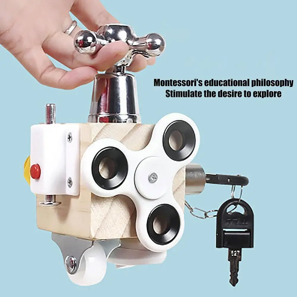 

Монтессори занятый блок Обучающие сенсорные игрушки активность гексаэдр деревянные детские многофункциональные доски B U3b7