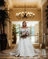 luxury long sleeve ball gown appliques wedding dress 2022 sweep train lower back lace bridal gown vestido de noiva