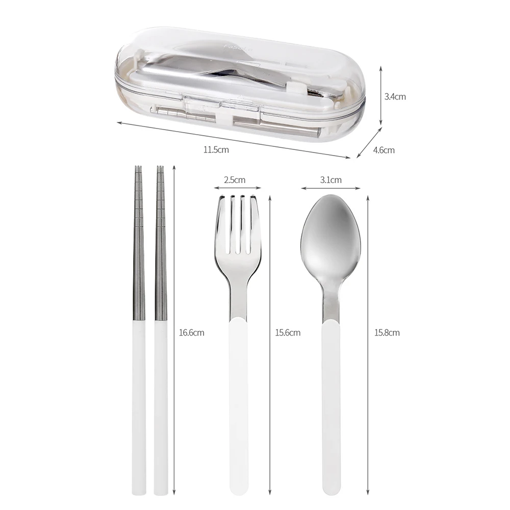 

FaSoLa Removable Portable Stainless Steel Cutlery Tableware with PP Handle Chopsticks Fork Spoons Set for Camping Travel