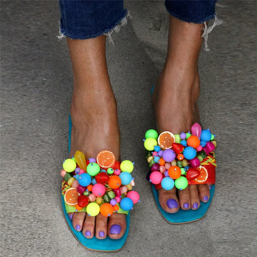 Женские сандалии с открытым носком на плоской нескользящей твердой подошве из