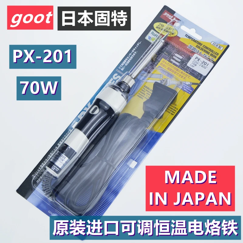Japan GOOT PX-201 Wide-range Soldering Iron with Temperature 250-450 Degrees Celsius Adjuster 70W 220V Input Ceramic Heater