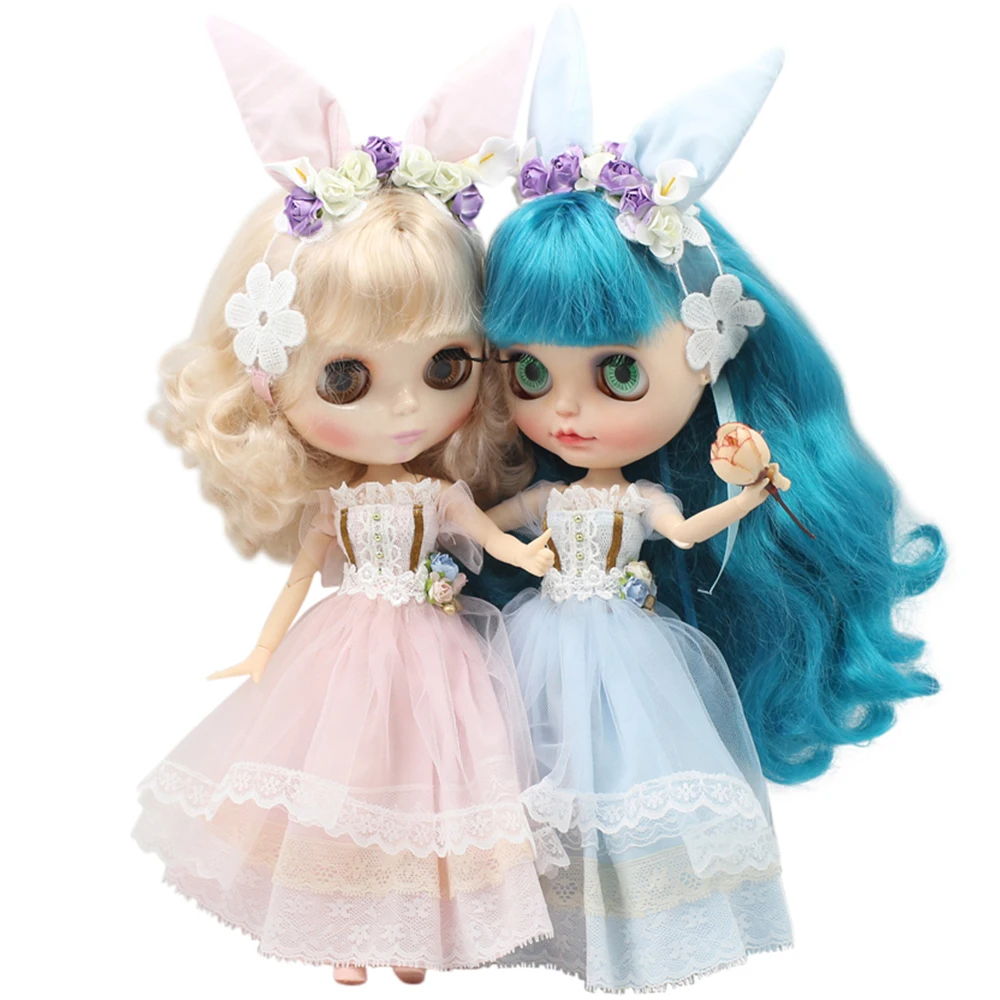 DBS 1/6 blyth кукла ледяная Кукла одежда розовое и голубое длинное платье с головным