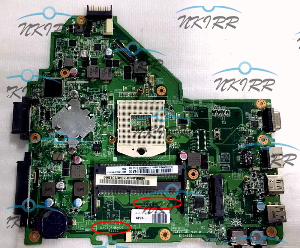 DA0ZQRMB6C0 ZQR MBRR406001 MB.RR406.001 HM65 DDR3 motherboard for Acer Aspire 4349 4749 |