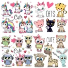 Prajna набор милых нашивок с животными для детской одежды, футболка сделай сам, аппликация, теплопередающая виниловая фотонаклейка, термонаклейки