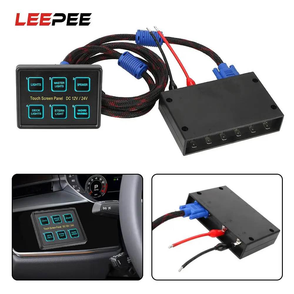 

LEEPEE 6 банда светодиодный переключатель Панель тонкий сенсорный цепи Управление Панель ящик для автомобиля морской караван 12V/24V