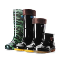high quality selling waterproof and velvet fishing high rain boots wear resistant low end rain boots