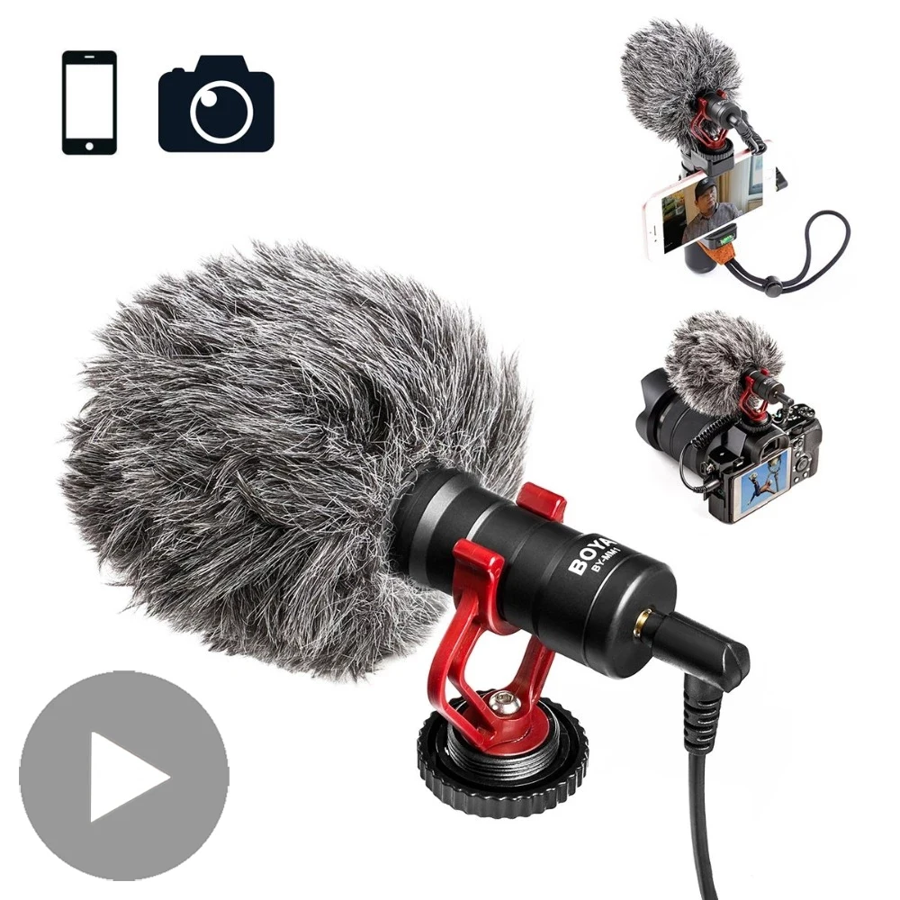 Конденсаторный микрофон с дробовиком для камеры iPhone Android Dslr мобильного телефона