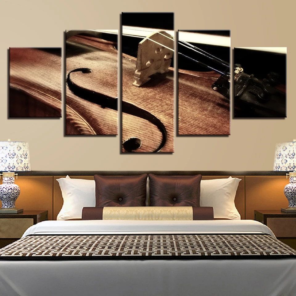 

Classical Music Guitar Drum Instruments Cnavas Pictures Wall Art Home Decor 5 Piece Painting Poster and Prints for Living Room