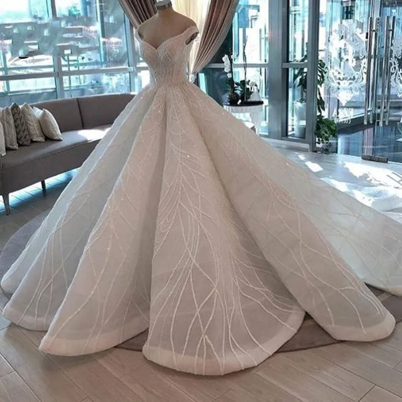 Suknia slubna Дубай свадебное платье на заказ бальное vestido de noiva с открытыми плечами