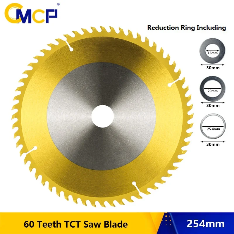 

CMCP 254mm Cutting Tool Circular Saw Blade Disc 60 Teeth TCT Saw Blade TiN Coating Wood Cutting Disc Carbide Saw Blade