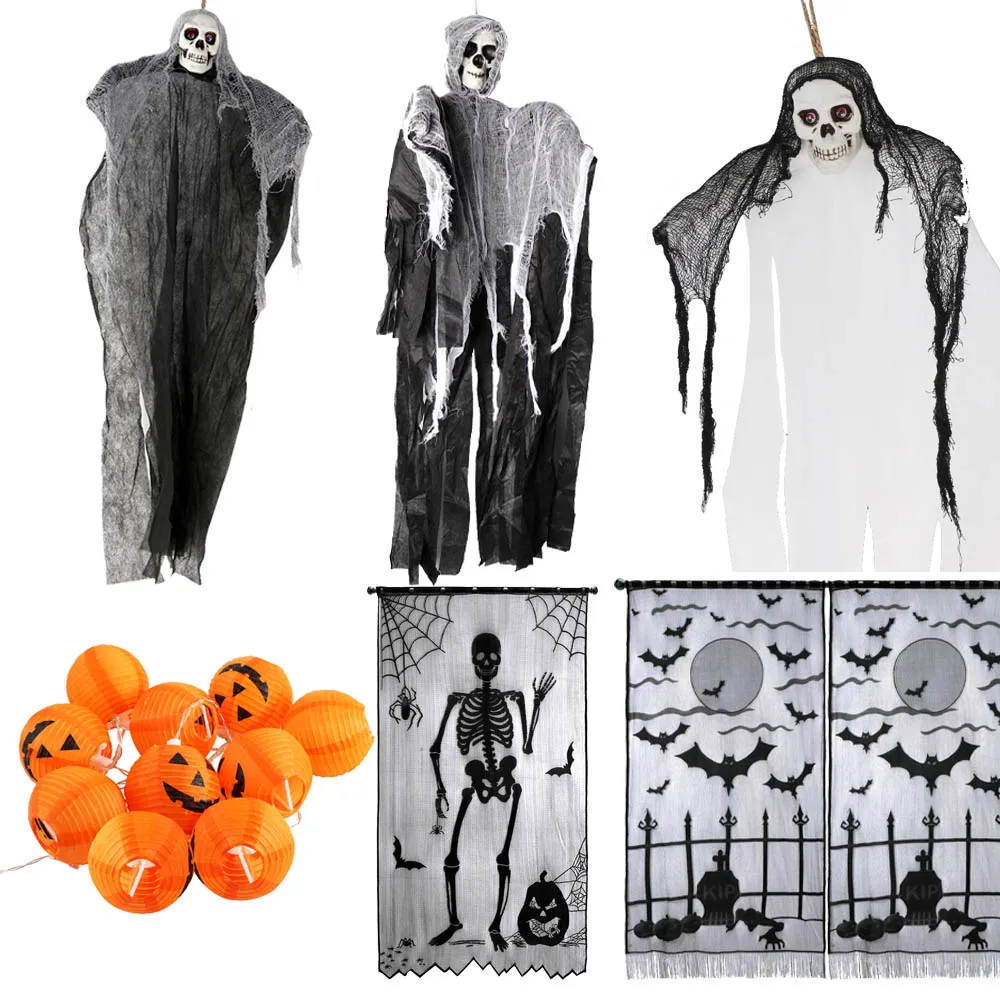 Украшение на Хэллоуин Подвесная лампа камин мантия шарф занавеска тыква свет