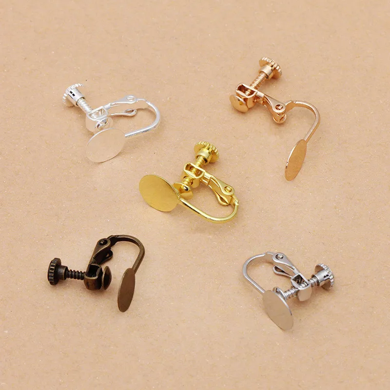 Серьги клипсы с плоским основанием 14 х17 мм 20 шт. 5 цветов|base setting|base earringsear clip base |
