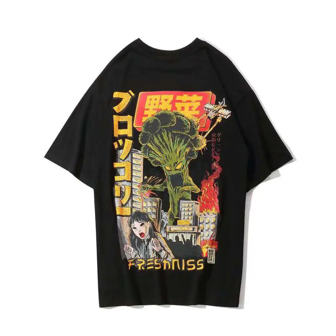 Мужская одежда японская футболка с коротким рукавом модная летняя негабаритная
