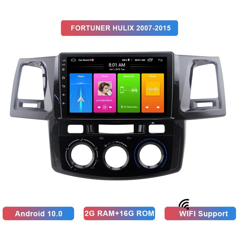 9-дюймовый 2 Din Android 10,0 автомобильный MP5-плеер 2 + 16 Гб Wifi Bluetooth GPS-навигация для Toyota Fortuner Hulix 2007-2015 руководство