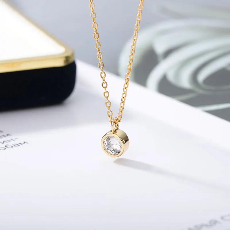 

Shiny Chain Necklace Zircon Choker Necklaces Collier Stainless Steel Gold Necklace For Women Jewelry Couple Friend Gift On-Sale