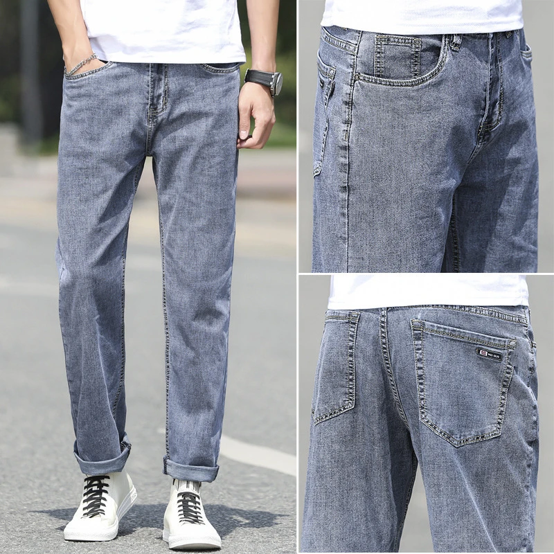 Новинка мужские классические джинсы Lyocell из ткани модные повседневные свободные
