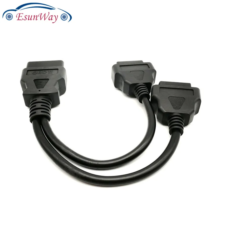 20 шт./партия! 16 pin OBD2 OBD II разветвитель Удлинительный Y Кабель Штекерный к двойному