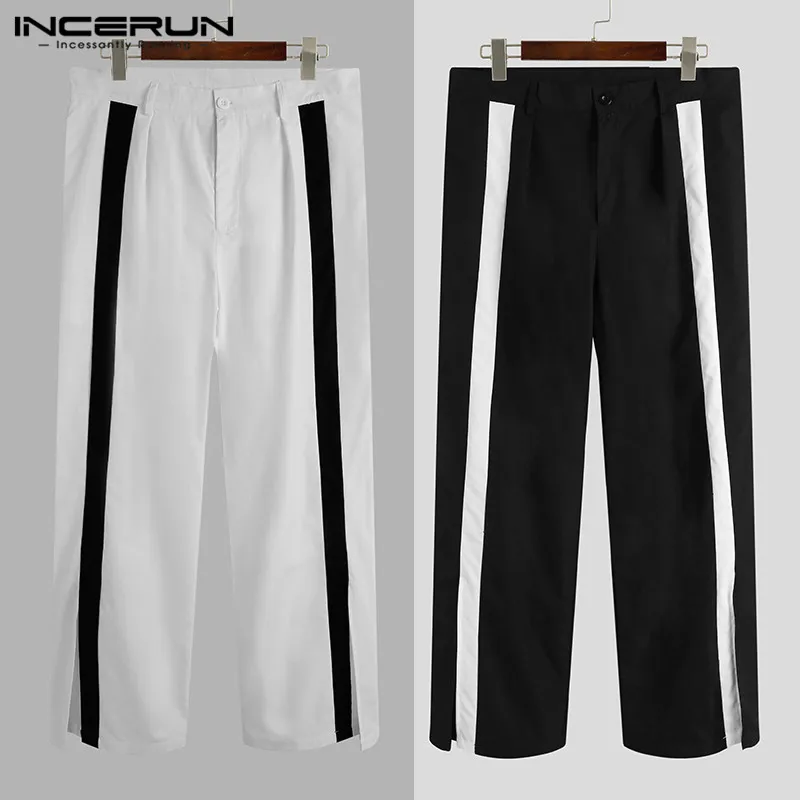 

Мужские повседневные брюки модный пэчворк штаны свободного кроя человек карманы Прямые спортивные штаны на молнии для отдыха Панталоны то...