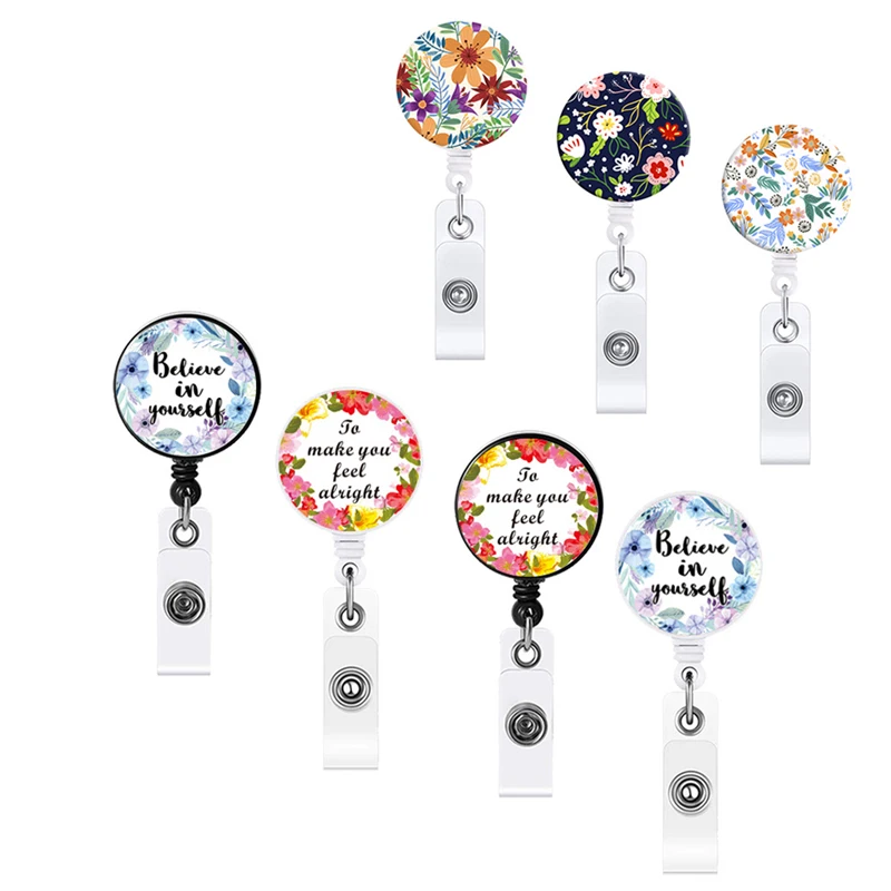 2021 New Fashion Id Badge Holder Clip Retractable Name Tag Card Holder Key Ring