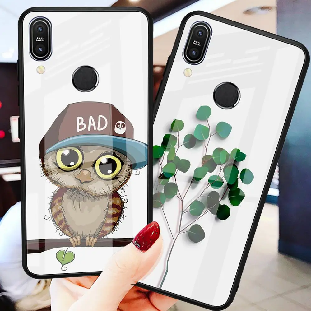 Tempered Glass phone case For Asus Zenfone Max Pro M1 ZB602KL ZB601KL M2 ZB631KL ZB633KL Flamingo owl sky pattern Cover Coque |