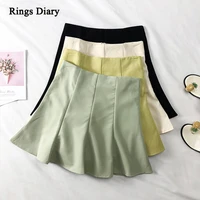 rings diary peppy style skirt campus mini skirt korean style plain high waist goint out casual flared skirt party mini skirt