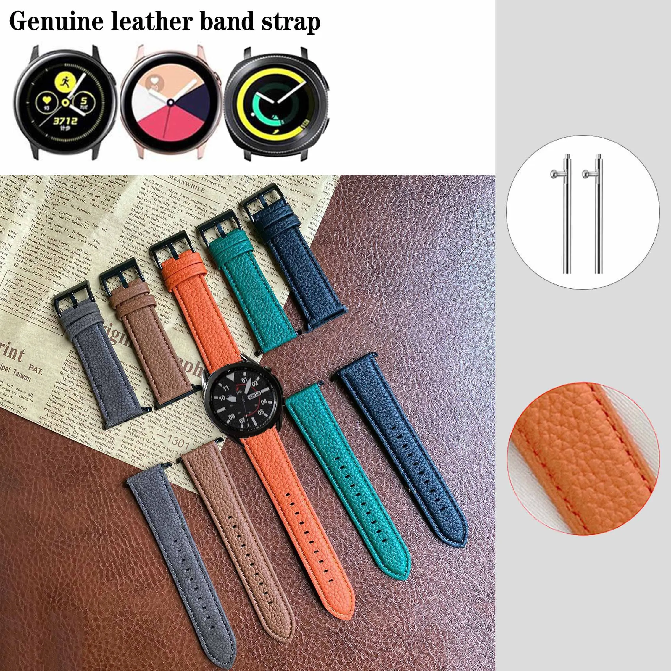 

Ремешок из натуральной кожи для Samsung Galaxy Watch Active 2 / Gear Sport S4 / Watch 42 мм/Watch 3 41 мм, 20 мм 22 мм