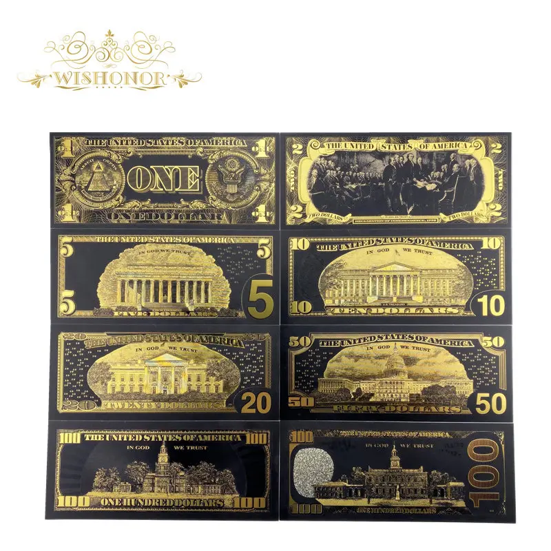 Лучшая цена за полный набор из 8 штук США $1 100 долларовая Золотая банкнота