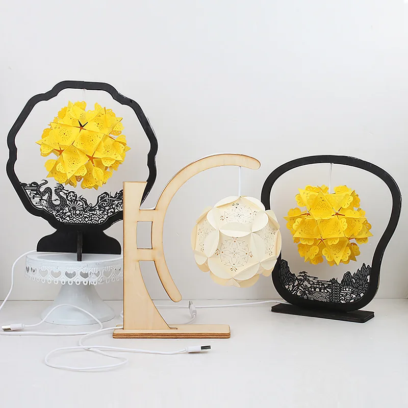 

DIY Handmade Bedside Decoration Decoration Small Table Novelty Light Shadow Paper Carving Lamp Night Light Luminous Toys Gift