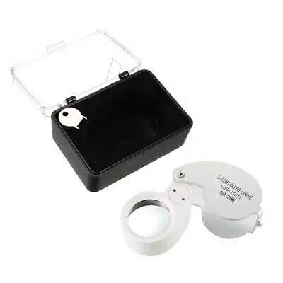 

40X Metal Illuminated Jewelry Loop Magnifier Eye Loupe with LED