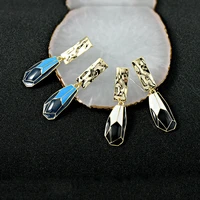 long oil drop color contrast color irregular ladies earrings checkered black and white metal texture fashion girl design 925 ear