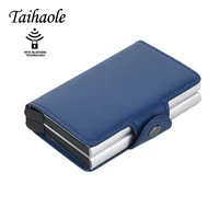 2020 credit card holder men and women pu leather double case business card wallet fashion aluminum rfid id card case cardholder