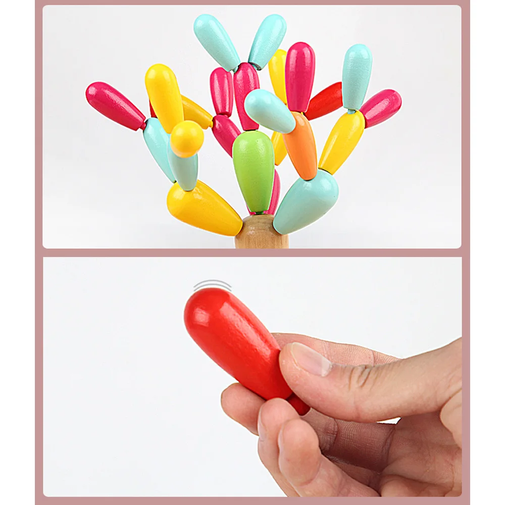 Деревянные пазлы для детей образовательная разборка сборка здание кактус