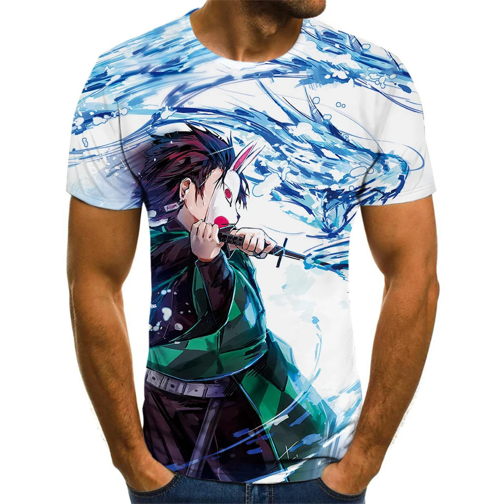 

2021 New 3D Animation Short Sleeve Cotton Cartoon Shirt Men's And Women's Universal Top Aesthetic Punk Style HaraJuku T-Shirt