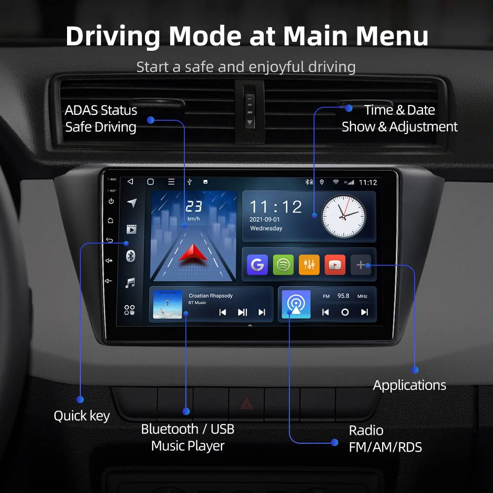Автомобильный радиоприемник ISUDAR T68 Android10 для Skoda Fabia 2015 2016 2017 2018 2019 GPS-навигация