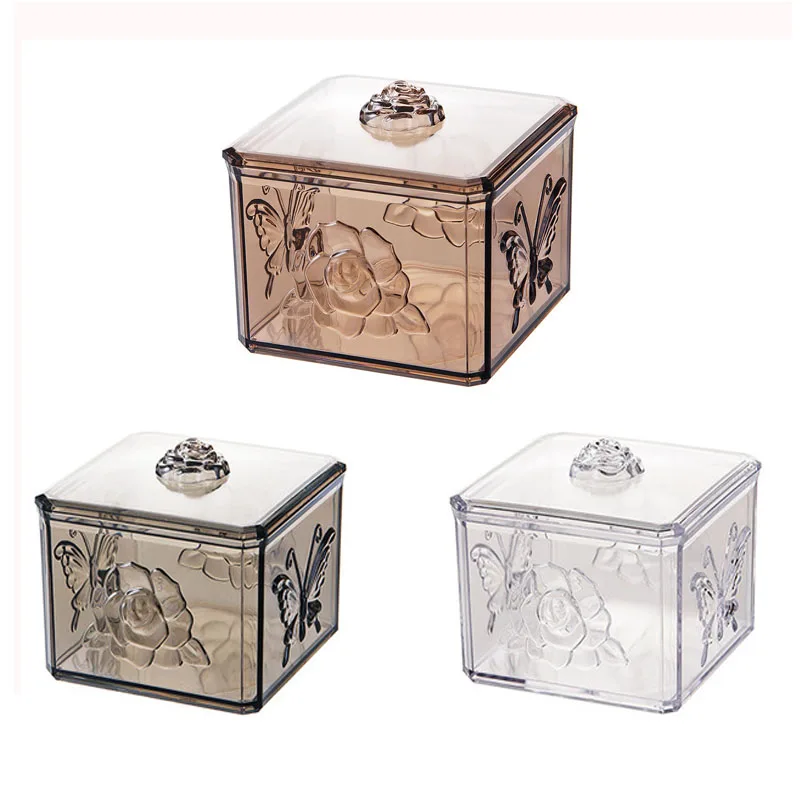 Прозрачный органайзер для макияжа коробка хранения косметики ватный тампон