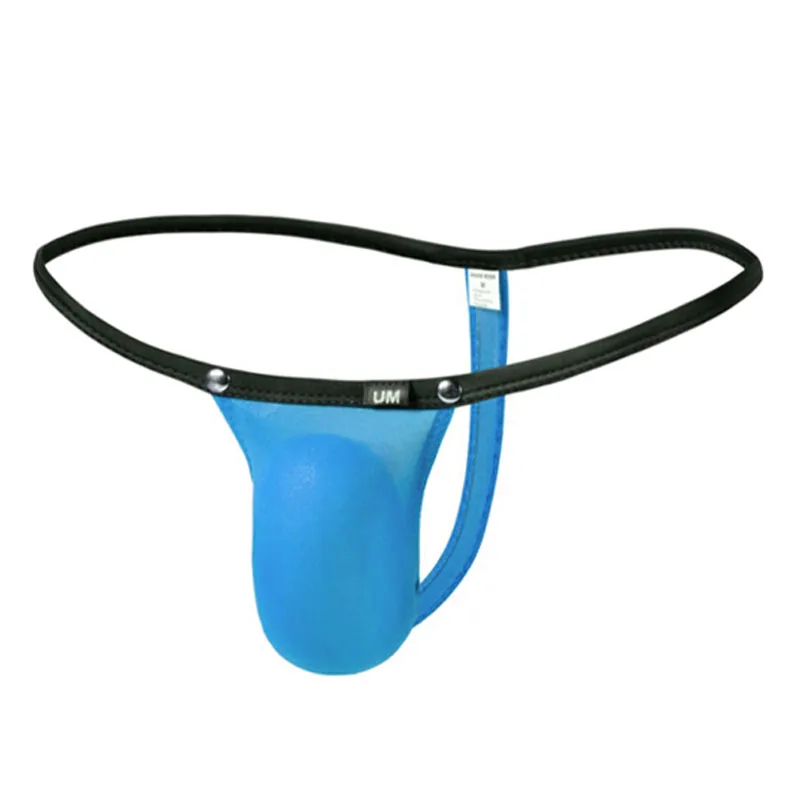 hot Ice silk men's new decorative button thong pocket pocket sexy men's T pants translucent men's underwear jockstrap