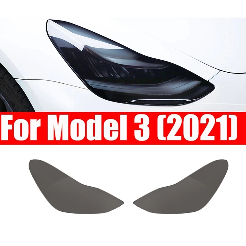 

Car Front Head Light Lamp for Tesla Model 3 2021 Headlights TPU Smoked Black Headlights Protector Film Accessories