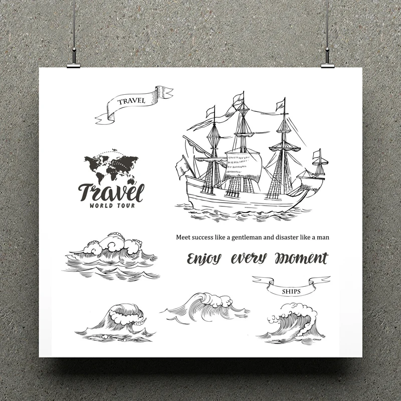 

AZSG Sailboat / Waves Clear Stamps For Scrapbooking DIY Clip Art /Card Making Decoration Stamps Crafts