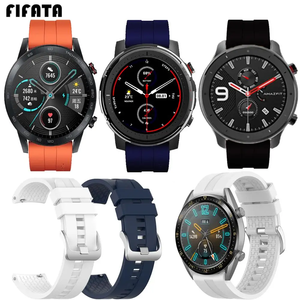 Силиконовый ремешок для часов FIFATA 22 мм Huawei Honor Magic 2/Huawei GT 2/Amazfit Stratos 3/GTR 47 сменный