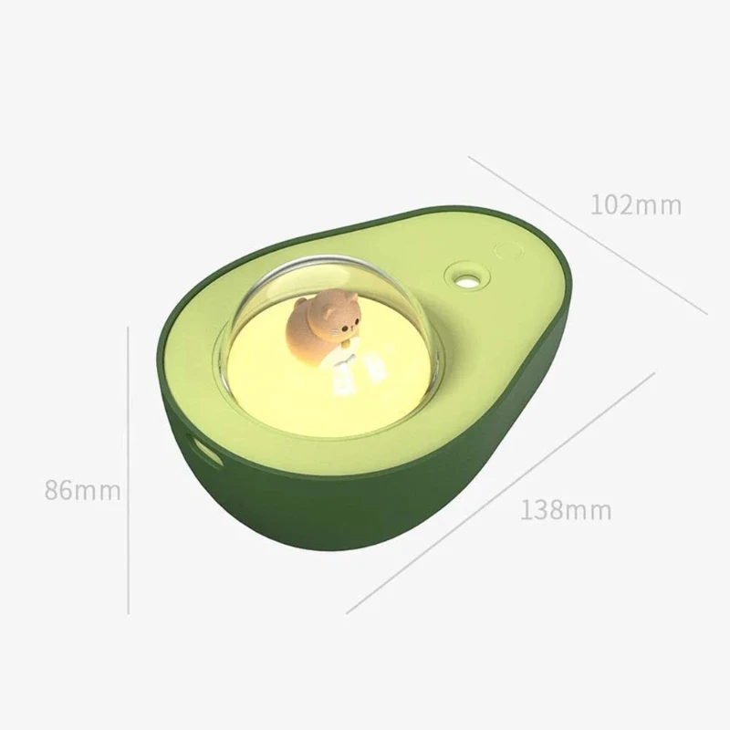

Portable Avocado Humidifier USB Air Humidifier Bedroom Humidifiers Mini Cool Mist Maker Purifier with Night Light 1200mAh