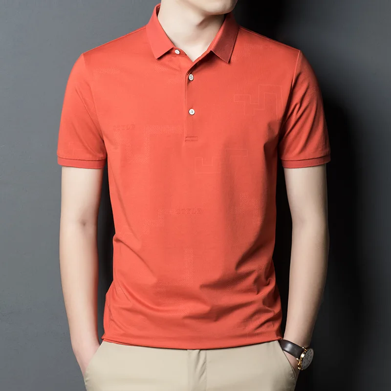 

short-sleeved POLO shirt men's business casual polyester/cotton.POLO shirt lapels young and middle-aged thin breathable