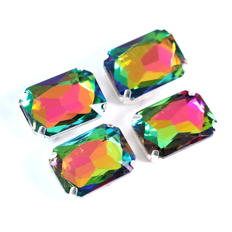 Прямоугольный восьмиугольный прозрачные стеклянные стразы пришить коготь много