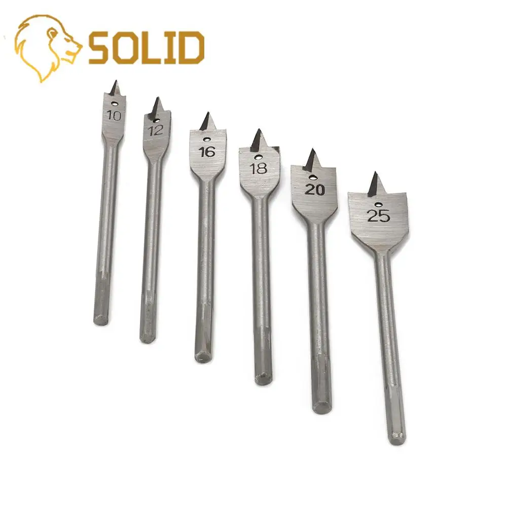 

6Pcs Spade Flat Wood Drill Bit Set for Woodworking 10-25mm High-carbon Steel Wood Flat Drills Woodworking Spade Drill Bits