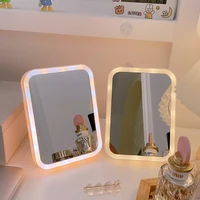 makeup mirror with lights adjustable touch screen cosmetic mirror cute desktop beauty vanity mirrors led folding portable new