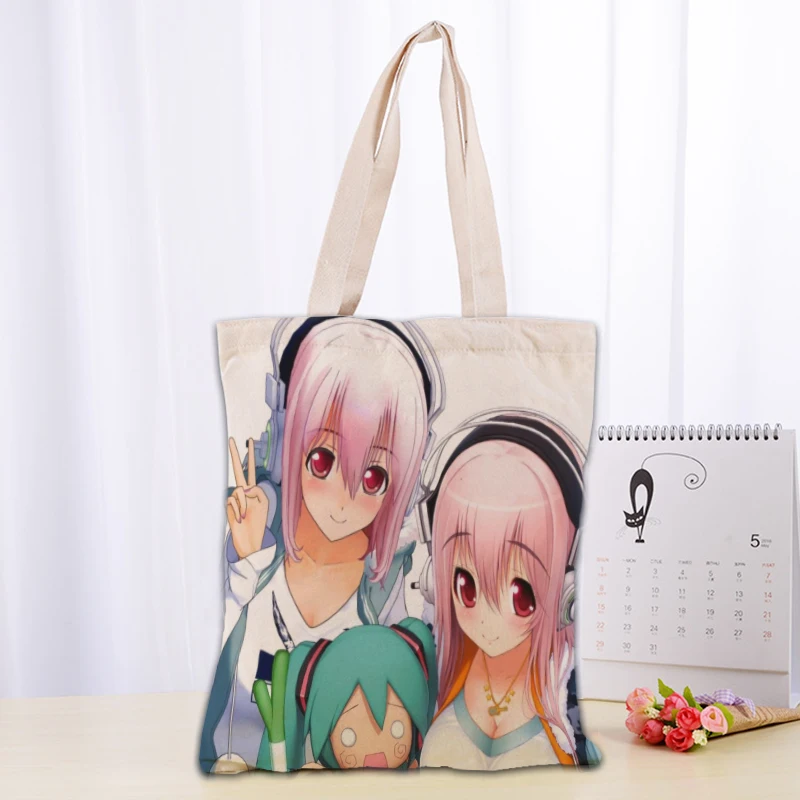 Сумка-тоут Super Sonico на заказ многоразовая холщовая дамская сумочка плечо складные